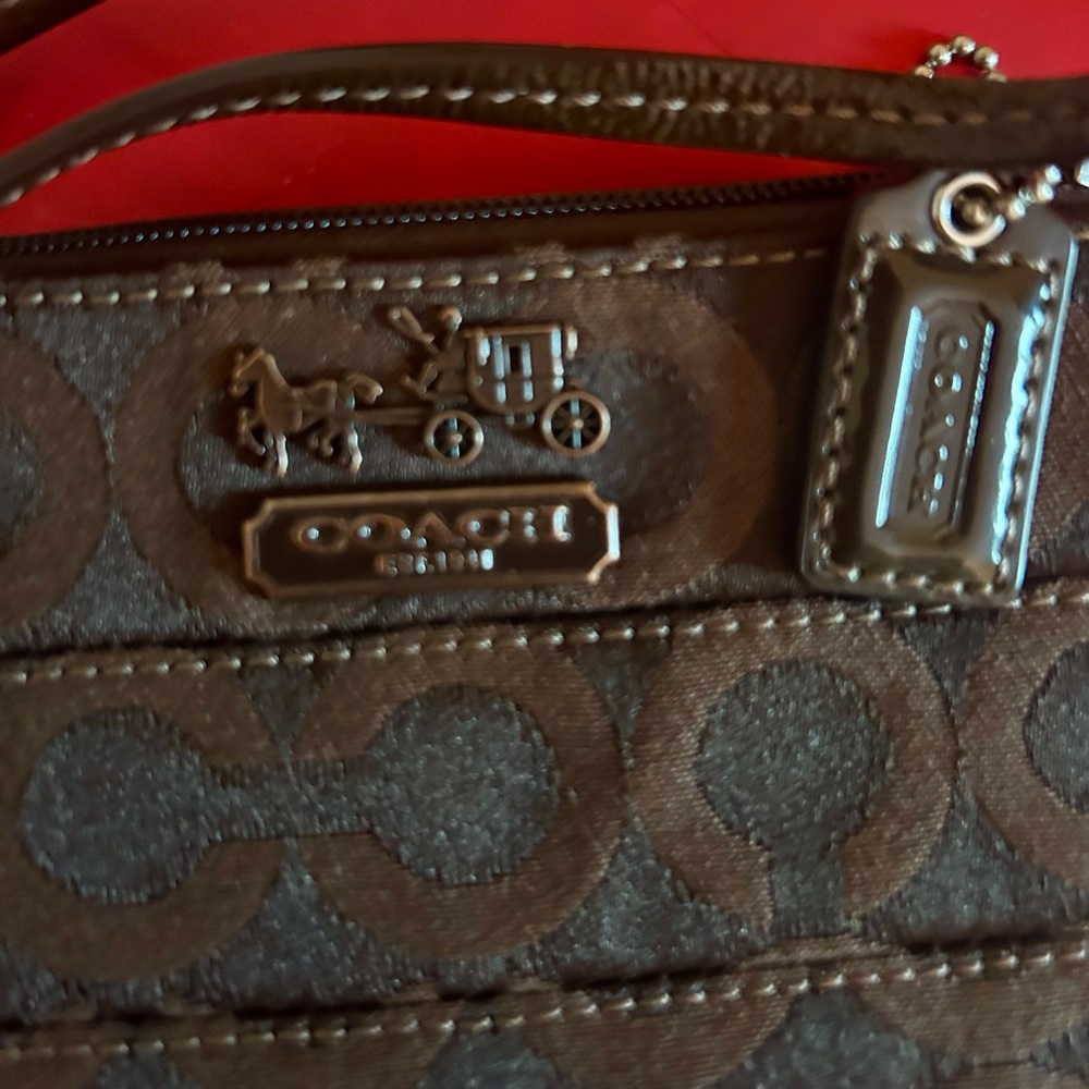 Coach Chocolate Brown Signature Wristlet - Picture 5 of 6